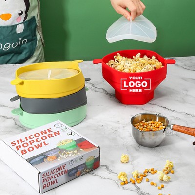 Collapsible Heat-Resistant Silicone Popcorn Bucket Food Container