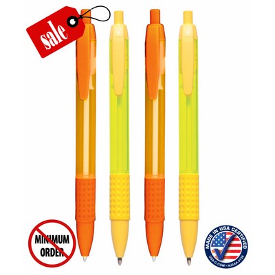 Certified USA Made - Citrus - Frosted Click Pen with Rubber Grip- 1-Color Print - No Minimum