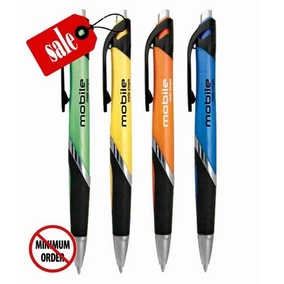 Union Printed - Cardinal - Clicker Pen with Rubber Grip- 1-Color Print - No Minimum