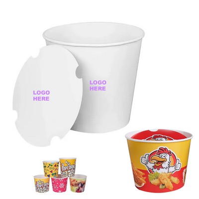 Custom 170OZ Popcorn Chicken Takeaway Tub Disposable Paper Food Buckets with Lids